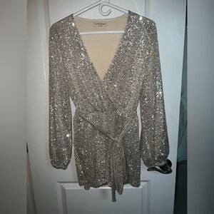 Sparkling Silver Sequin Romper